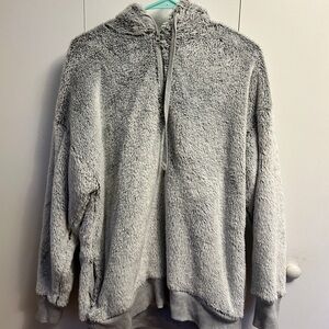 Aerie Cozy Gray Fleece Quarter Zip-
